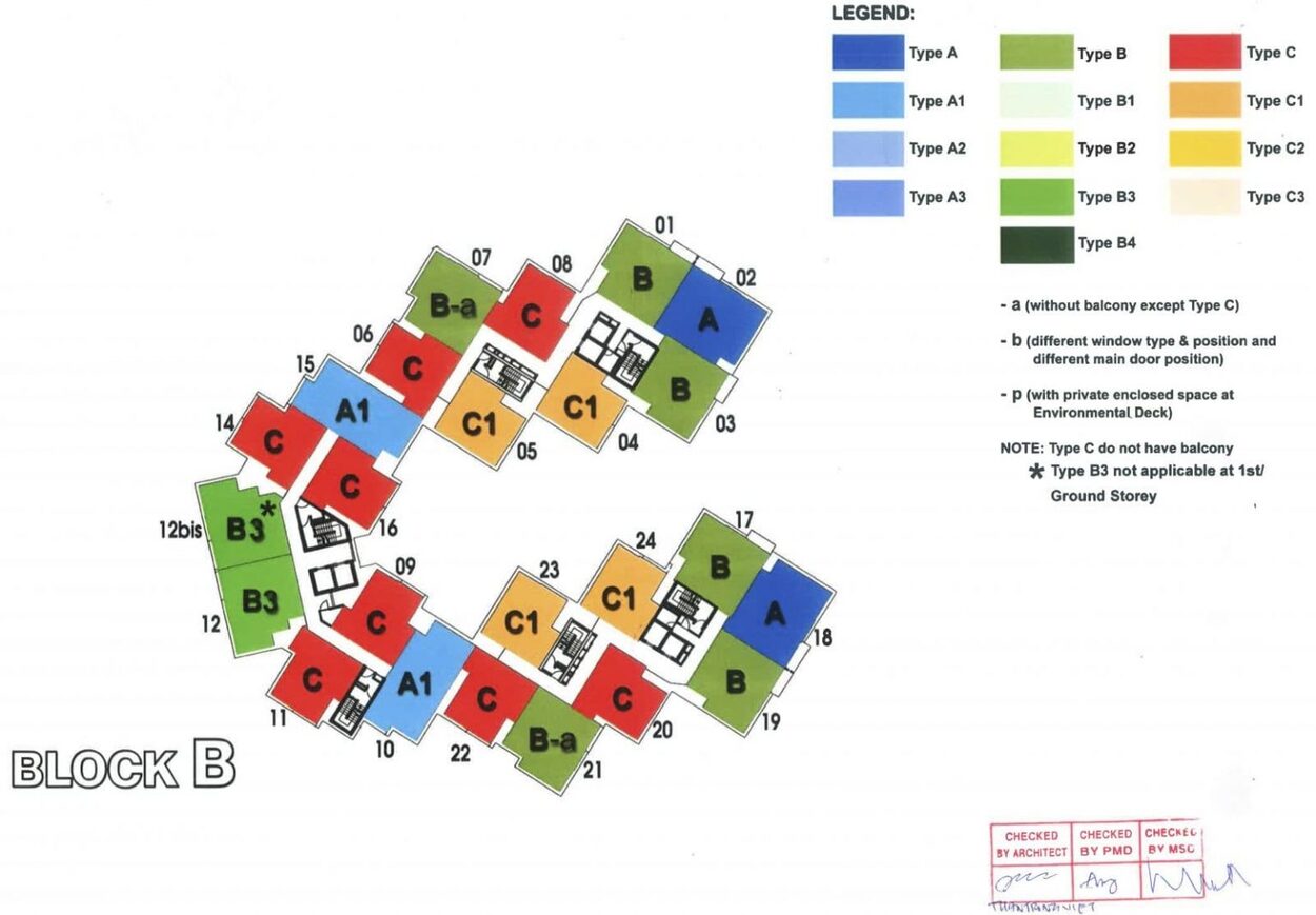 Mặt bằng block B tầng 2-11 