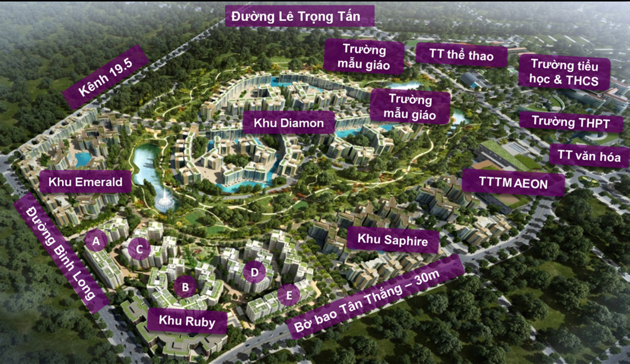 Vị trí của dự án trong khu phức hợp Celadon City