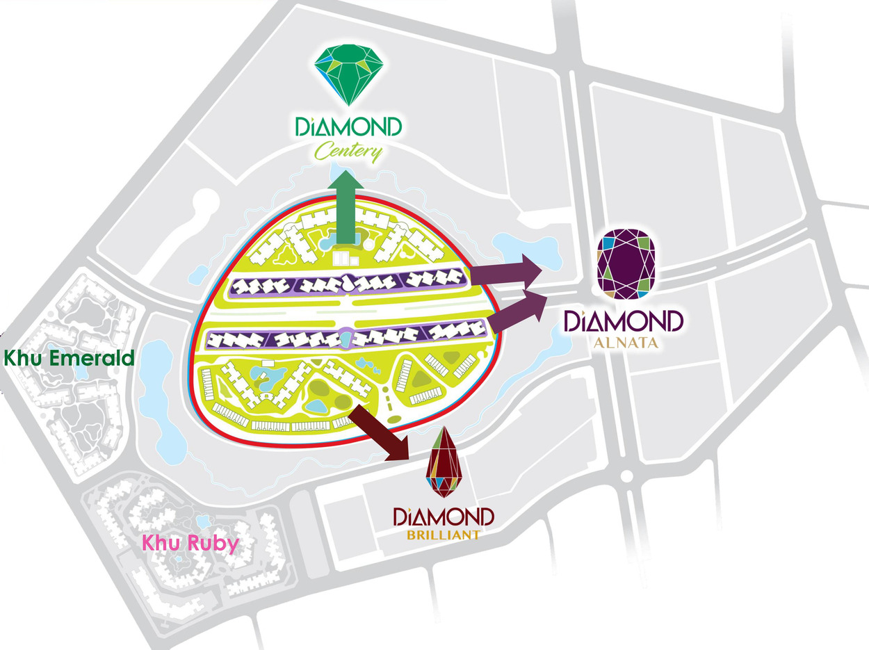 Diamond Brilliant và các khu Diamond khác trong tổng thể dự án Celadon City