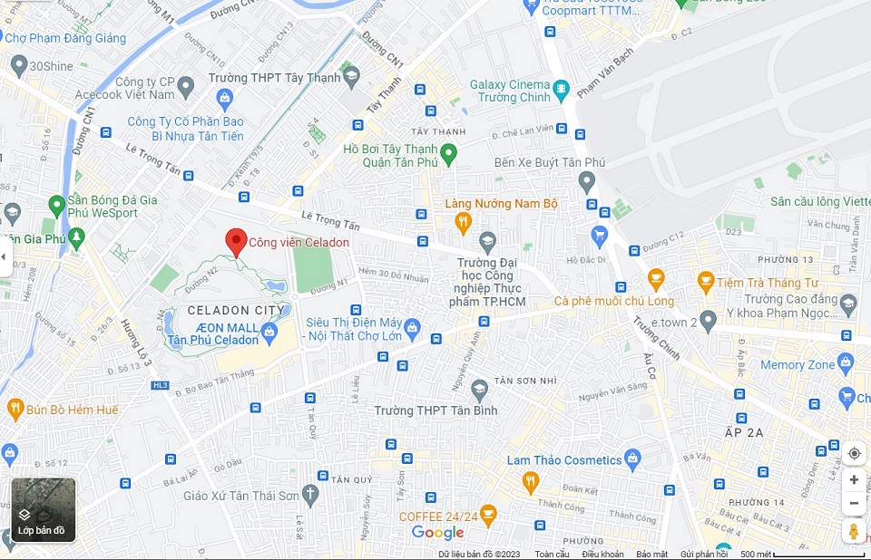 Vị trí công viên Celadon City trên Google Maps